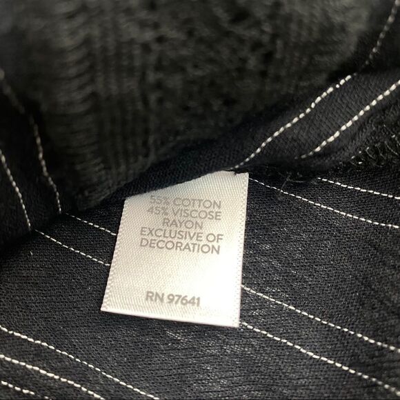 J Jill Peasant Blouse XS Black White Stripe Lace - Picture 8 of 14